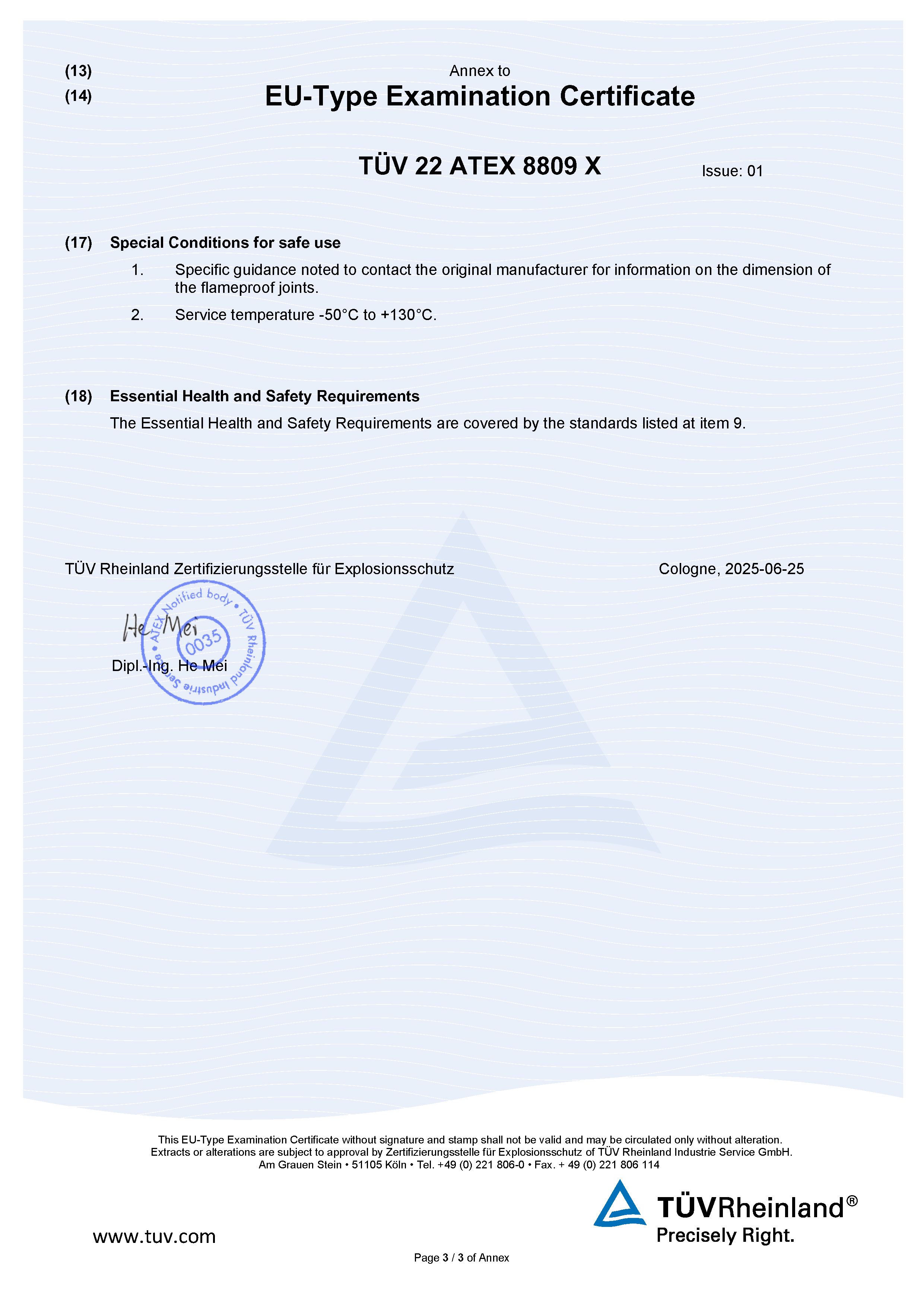 TÜV 22 ATEX 8809 X